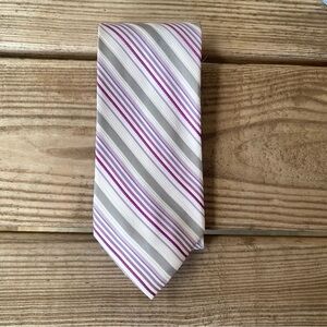 Calvin Klein Purple and Grey stripped Silk Tie formal professional business